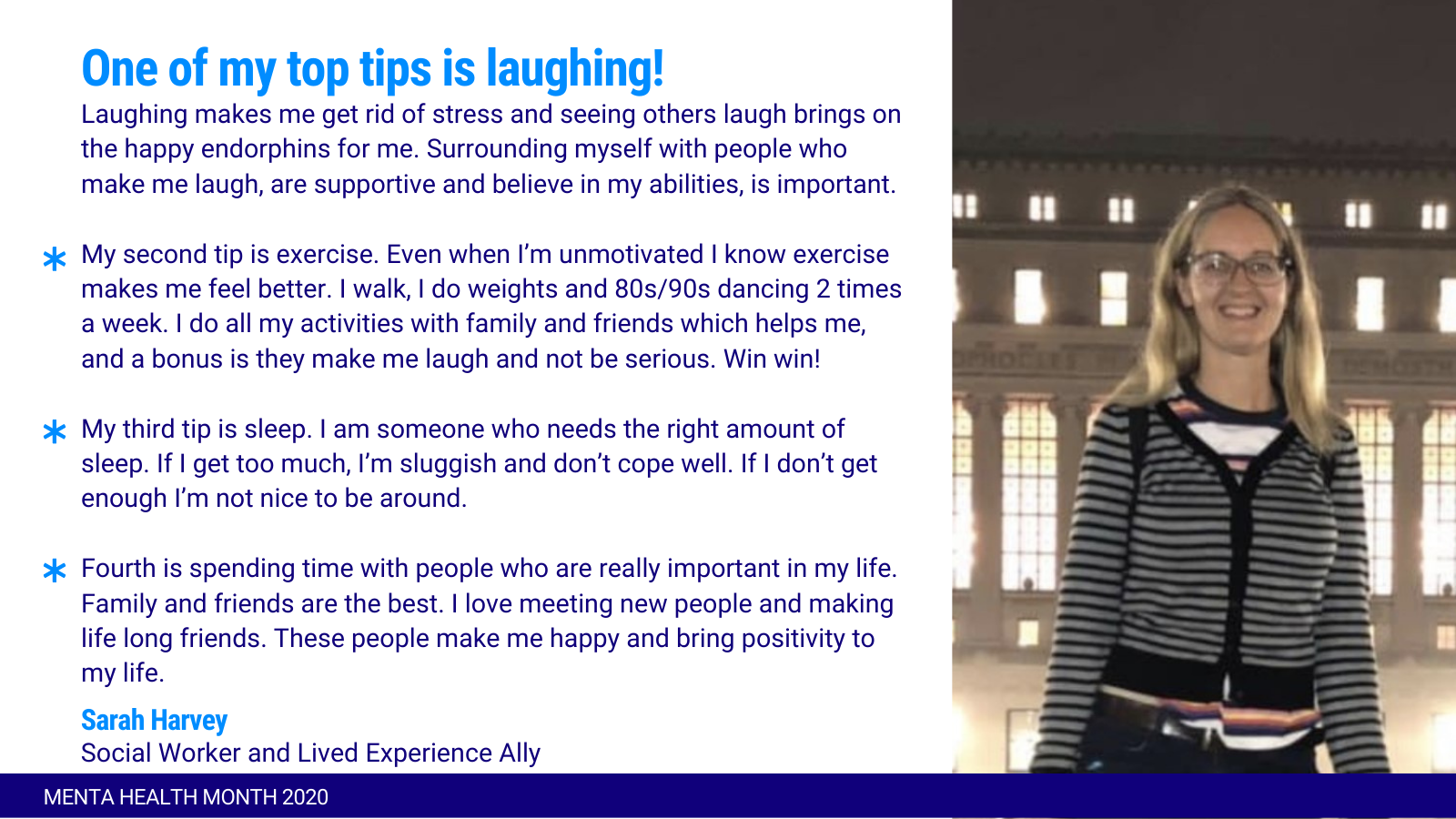 One of my top mental health tips is laughing!