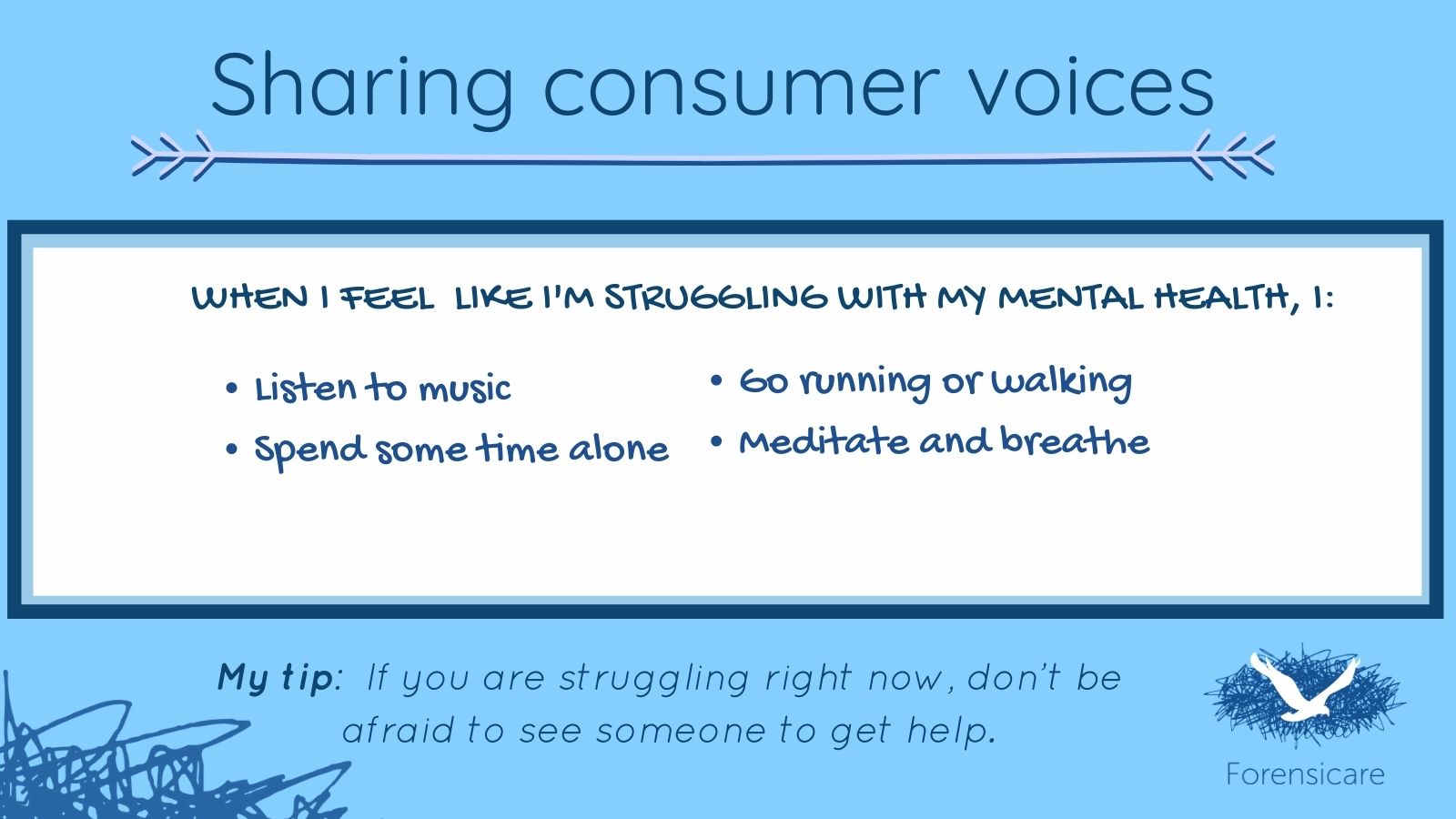 Lived experience mental health tips and advice: sharing the voices of mental health consumers