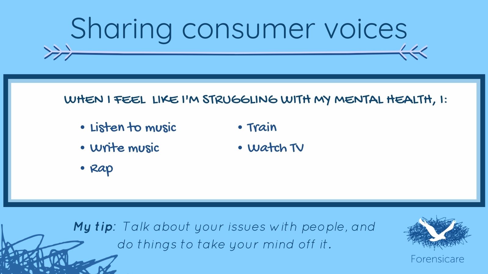 Mental health tips from consumers